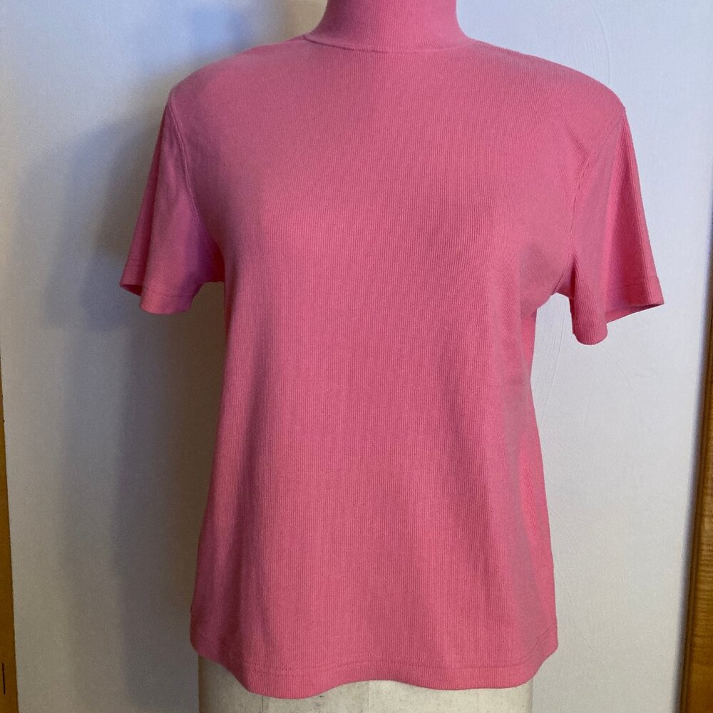 Karen Scott Bundle Mock Neck Pink Crew Neck Black Short Sleeve Tops - Picture 6 of 13